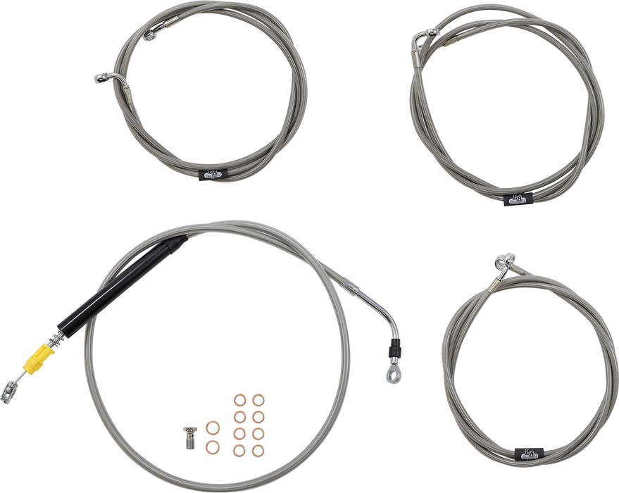 LA CHOPPERS Handlebar Cable/Brake Line Kit - 18" - 20" Ape Hanger Handlebars - Stainless Steel - FL '21-'22 - LA-8056KT-19