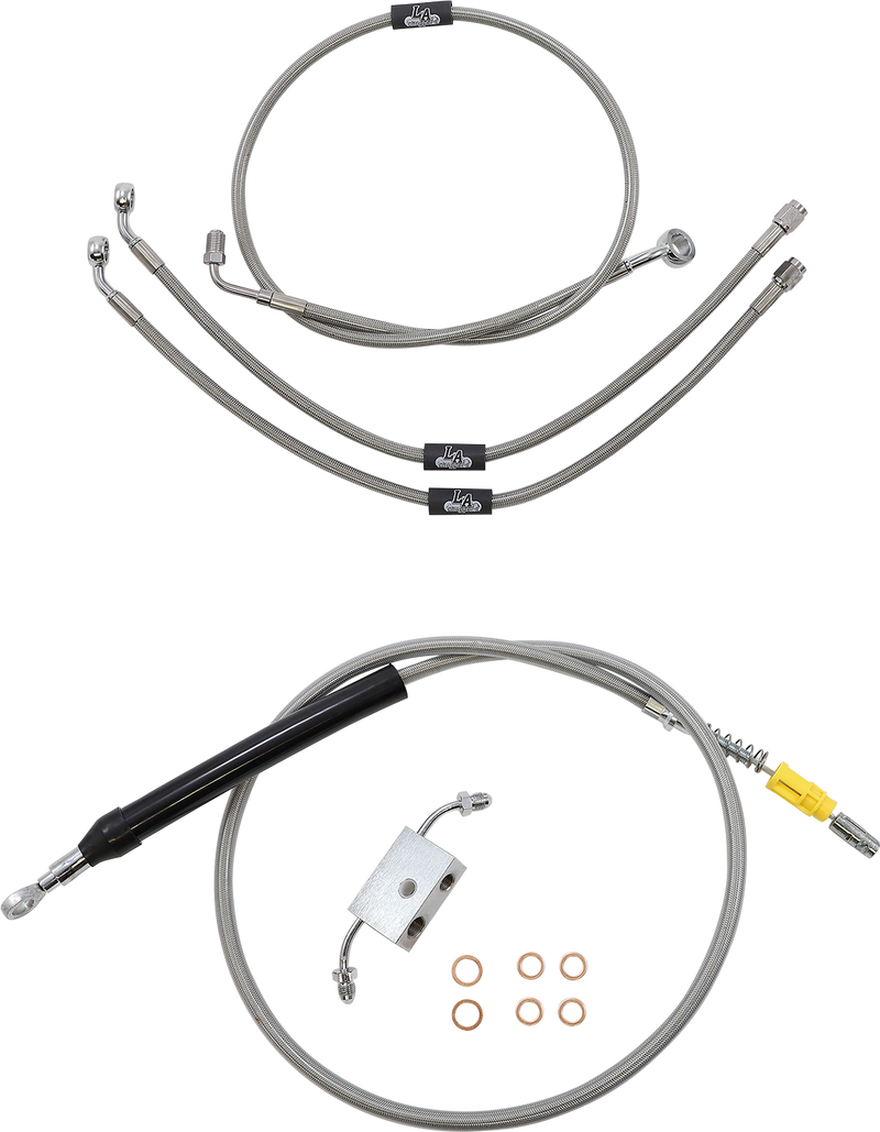 LA CHOPPERS Handlebar Cable/Brake Line Kit - Quick Connect - 18" - 20" Ape Hanger Handlebars - Stainless Steel - Softail '18-'22 - LA-8157KT-19