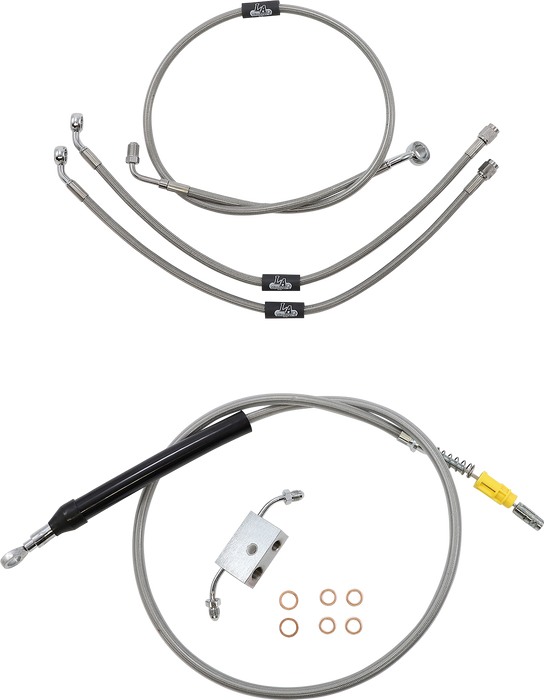 LA CHOPPERS Handlebar Cable/Brake Line Kit - Quick Connect - 18" - 20" Ape Hanger Handlebars - Stainless Steel - Softail '18-'22 - LA-8157KT-19