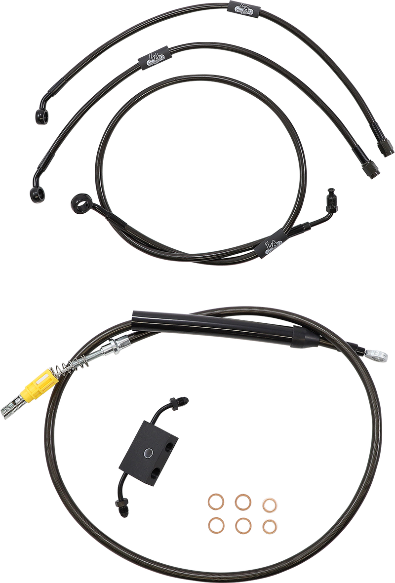 LA CHOPPERS Handlebar Cable/Brake Line Kit - Quick Connect - 18" - 20" Ape Hanger Handlebars - Midnight - Softail '18-'22 - LA-8157KT-19M