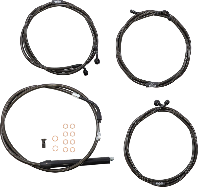 LA CHOPPERS Handlebar Cable/Brake Line Kit - 18" - 20" Ape Hanger Handlebars - Midnight - FLH '21-'22 - LA-8056KT-19M