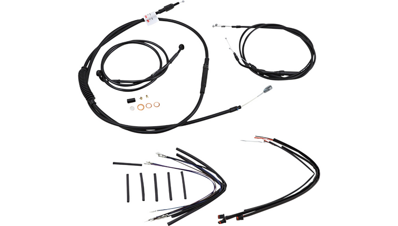 BURLY BRAND Cable Kit - Jail Bar - 12" Handlebars - Harley-Davidson '12-'17 - Black Vinyl B30-1150