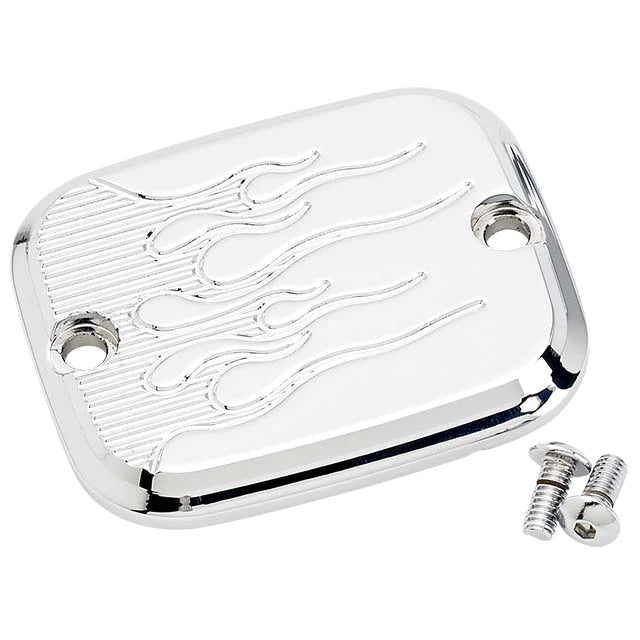 JOKER MACHINE Master Cylinder Cover - Brake - Front - Flame - Chrome - Harley-Davidson 1996-2009 - 951019FC