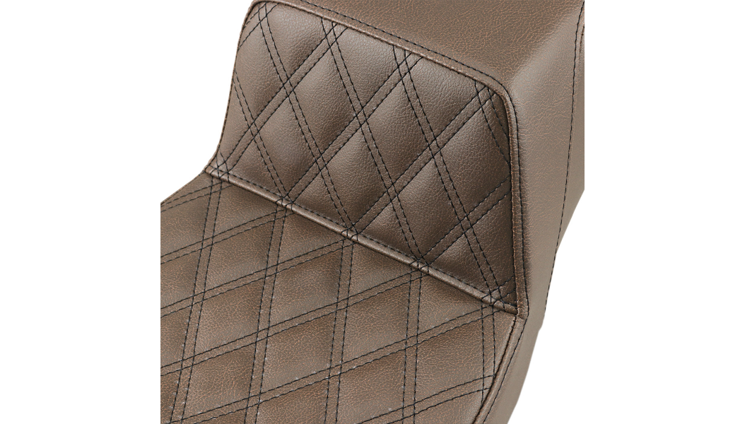 SADDLEMEN Step Up Seat - Lattice Stitched - Brown - Street Glide/Road King '97-'07 - 897-06-172BR - PartsOutlet.com.au