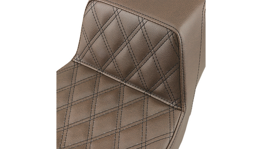 SADDLEMEN Step Up Seat - Lattice Stitched - Brown - Street Glide/Road King '97-'07 - 897-06-172BR - PartsOutlet.com.au