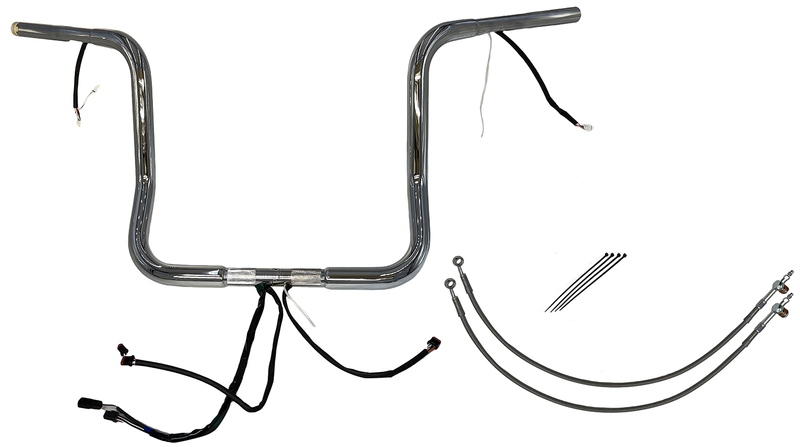 FAT BAGGERS INC. EZ Install Wired 1-1/4" Round Top Handlebar Kit - 14" - Chrome 902514
