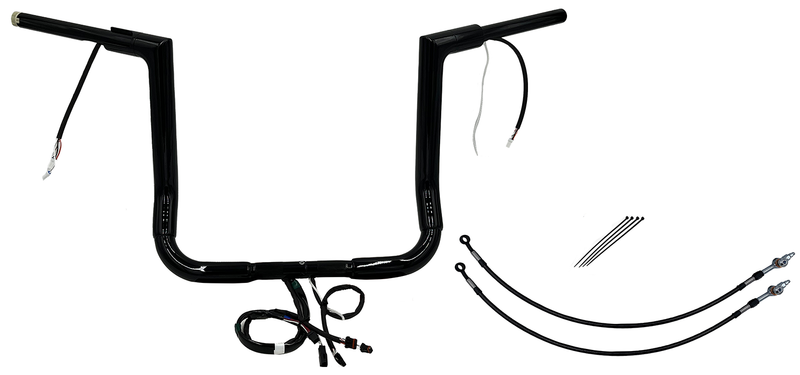 FAT BAGGERS INC. EZ Install Wired 1-1/2" Flat Top Handlebar Kit - 14" - Chrome 601214