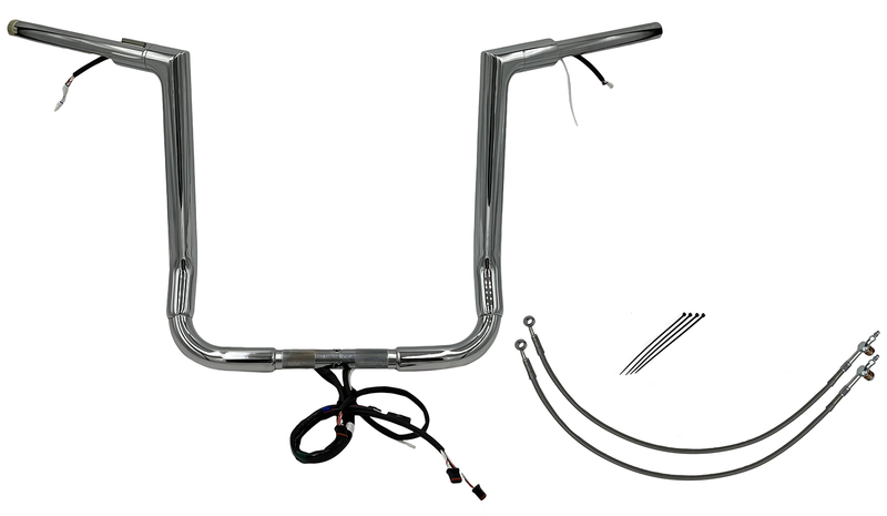 FAT BAGGERS INC. EZ Install Wired 1-1/2" Flat Top Handlebar Kit - 16" - Chrome 601216