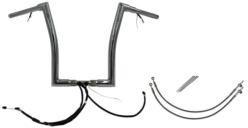 FAT BAGGERS INC. EZ Install Wired 1-1/2" Flat Top Handlebar Kit - 16" - Chrome 601316