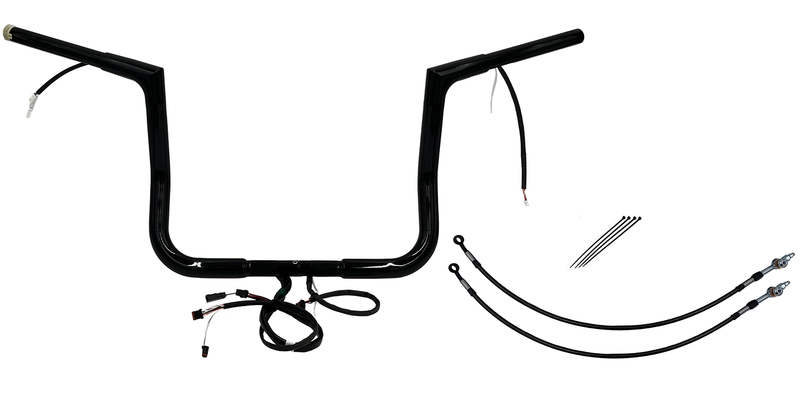 FAT BAGGERS INC. EZ Install Wired 1-1/4" Flat Top Handlebar Kit - 12" - Black 702212-B