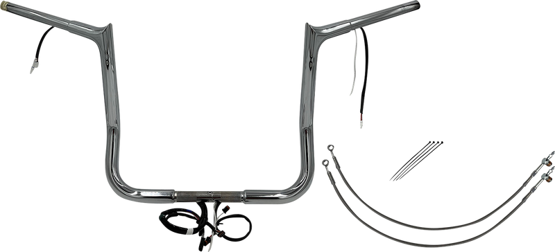 FAT BAGGERS INC. EZ Install Wired 1-1/4" Pointed Top Handlebar Kit - 14" - Chrome 901214