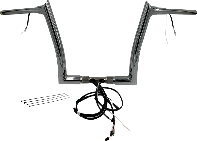 FAT BAGGERS INC. EZ Install Wired 1-1/2" Pointed Top Handlebar Kit - 12" - Chrome 801312