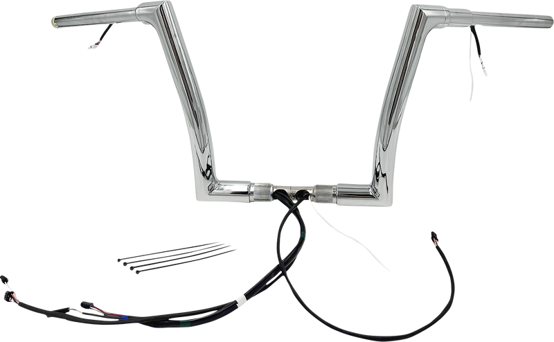 FAT BAGGERS INC. EZ Install Wired 1-1/2" Flat Top Handlebar Kit - 12" - Chrome 601312