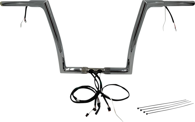 FAT BAGGERS INC. EZ Install Wired 1-1/4" Flat Top Handlebar Kit - 12" - Chrome 702912