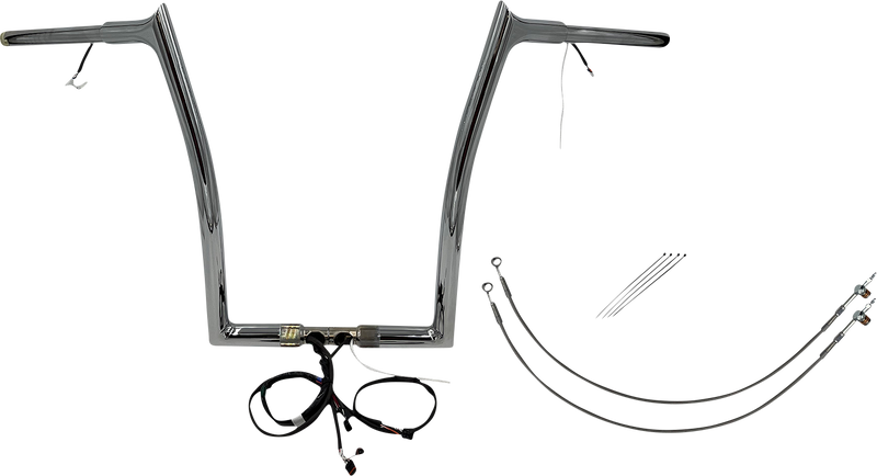 FAT BAGGERS INC. EZ Install Wired 1-1/4" Pointed Top Handlebar Kit - 16" - Chrome 901916