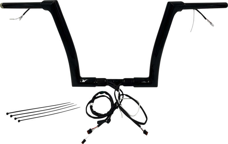 FAT BAGGERS INC. EZ Install Wired 1-1/2" Flat Top Handlebar Kit - 12" - Black 602312-B