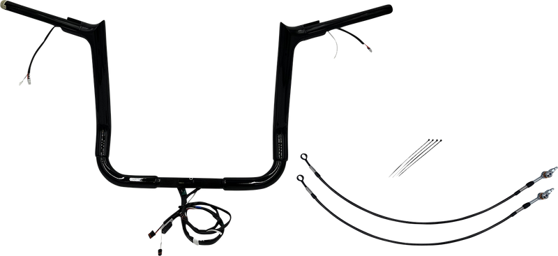 FAT BAGGERS INC. EZ Install Wired 1-1/2" Pointed Top Handlebar Kit - 14" - Black 801214-B