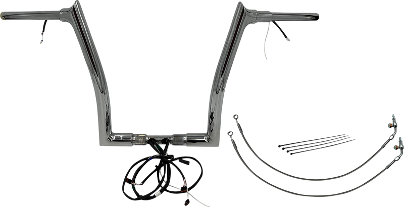 FAT BAGGERS INC. EZ Install Wired 1-1/2" Pointed Top Handlebar Kit - 14" - Chrome 801314