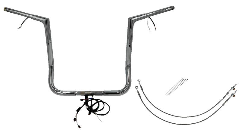 FAT BAGGERS INC. EZ Install Wired 1-1/4" Flat Top Handlebar Kit - 16" - Chrome 702216