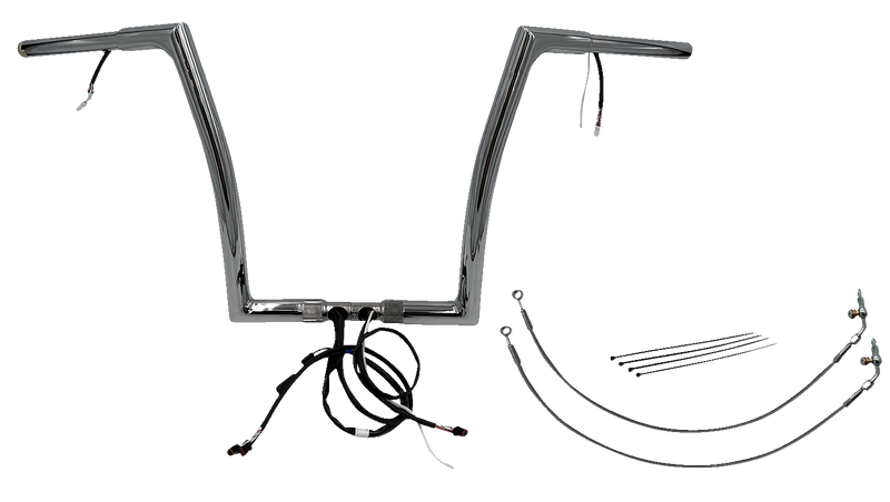 FAT BAGGERS INC. EZ Install Wired 1-1/4" Flat Top Handlebar Kit - 14" - Chrome 702914