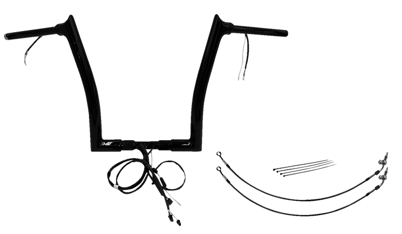 FAT BAGGERS INC. EZ Install Wired 1-1/2" Pointed Top Handlebar Kit - 14" - Black 801314-B