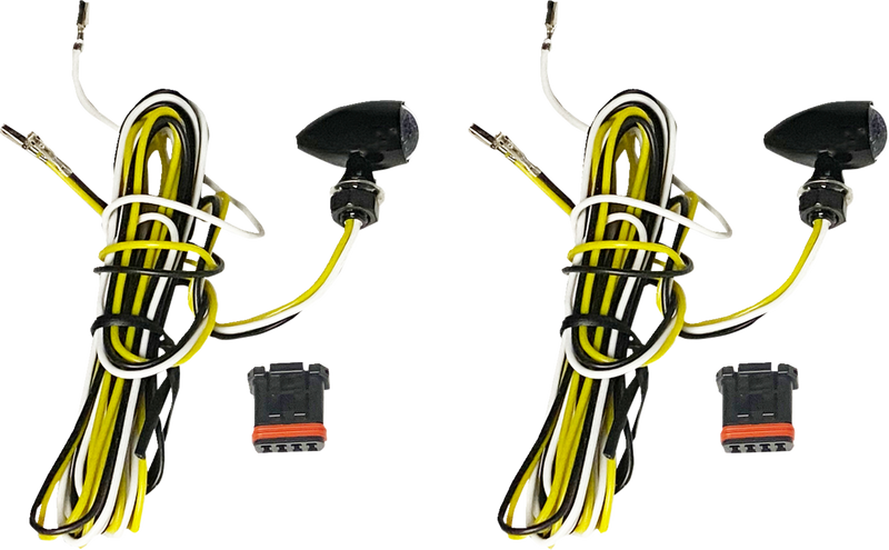 CUSTOM DYNAMICS Micro Bullet Turn Signals - LED - Amber/White - Black CD-MICRO-AW2-B