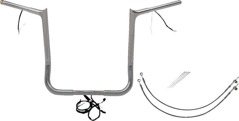 FAT BAGGERS INC. EZ Install Wired 1-1/4" Pointed Top Handlebar Kit - 16" - Chrome 902216