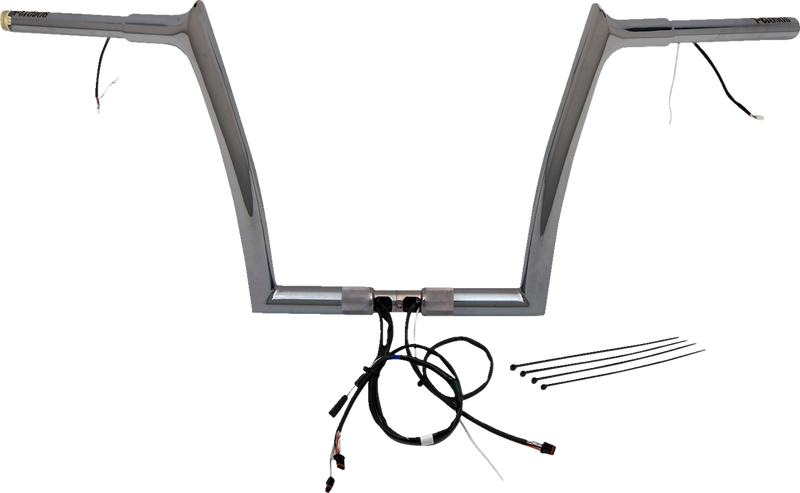 FAT BAGGERS INC. EZ Install Wired 1-1/4" Pointed Top Handlebar Kit - 12" - Chrome 901912