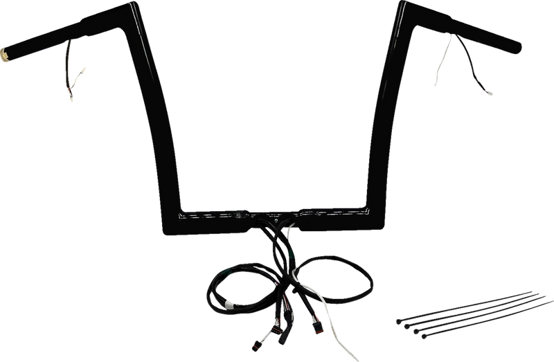 FAT BAGGERS INC. EZ Install Wired 1-1/4" Flat Top Handlebar Kit - 12" - Black 702912-B