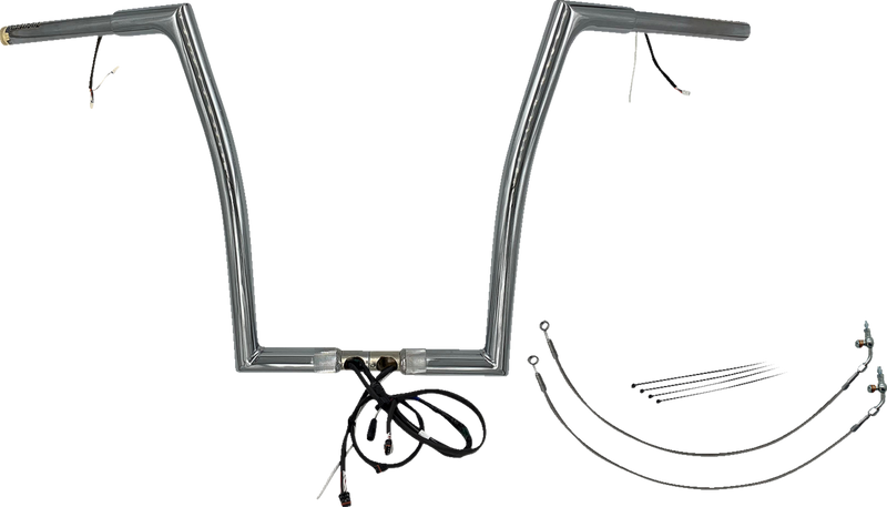 FAT BAGGERS INC. EZ Install Wired 1-1/4" Flat Top Handlebar Kit - 16" - Chrome 701916