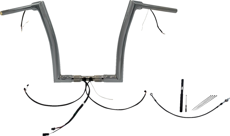 FAT BAGGERS INC. EZ Install Wired 1-1/2" Flat Top Handlebar Kit - 14" - Chrome 612914