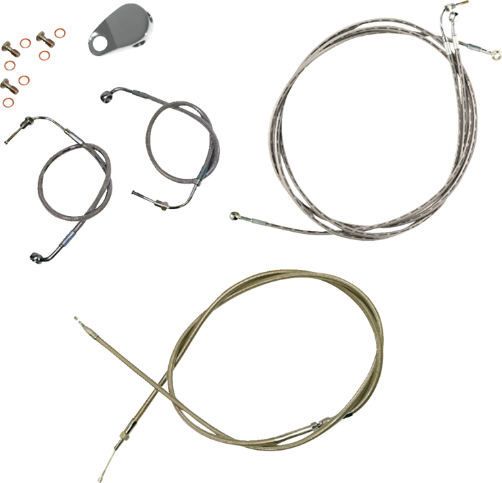 LA CHOPPERS Handlebar Cable/Brake Line Kit - Quick Connect - 15" - 17" Ape Hanger Handlebars - Stainless Steel - Softail '18-'22 - LA-8157KT-16