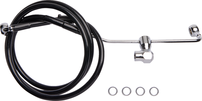 DRAG SPECIALTIES Brake Line - Rear - Non-ABS - Black - '14-'19 FL - 6141900-BLK - PartsOutlet.com.au