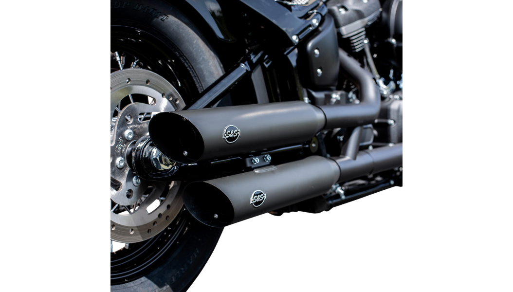 S&S CYCLE Slash Cut Mufflers - M8 Softail 2018+ Black 550-0735 - PartsOutlet.com.au