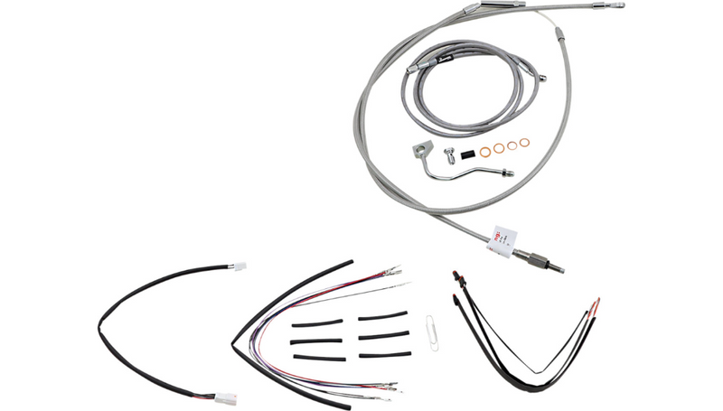 BURLY BRAND Handlebar Cable/Brake Line Kit - Complete - 14" Ape Hanger Handlebars - Stainless Steel - Road King '14-'16 - B30-1158