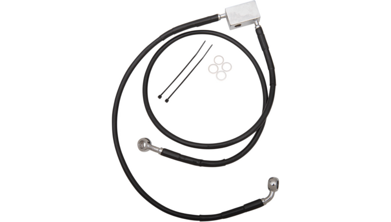 DRAG SPECIALTIES Brake Line - Front - Black - +2" - Softail '00-'03 - 640221-2BLK