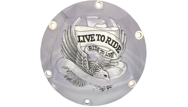DRAG SPECIALTIES 6-Hole - Chrome - Harley-Davidson 2004-2021 - Live to Ride Derby Cover 33-0067CG - PartsOutlet.com.au