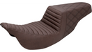 SADDLEMEN Step Up Seat - Tuck n Roll Driver/Lattice Stitched Passenger - Brown -FL '08-'23 HD Touring - Street/ Road/ Electra - 808-07B-176BR - PartsOutlet.com.au