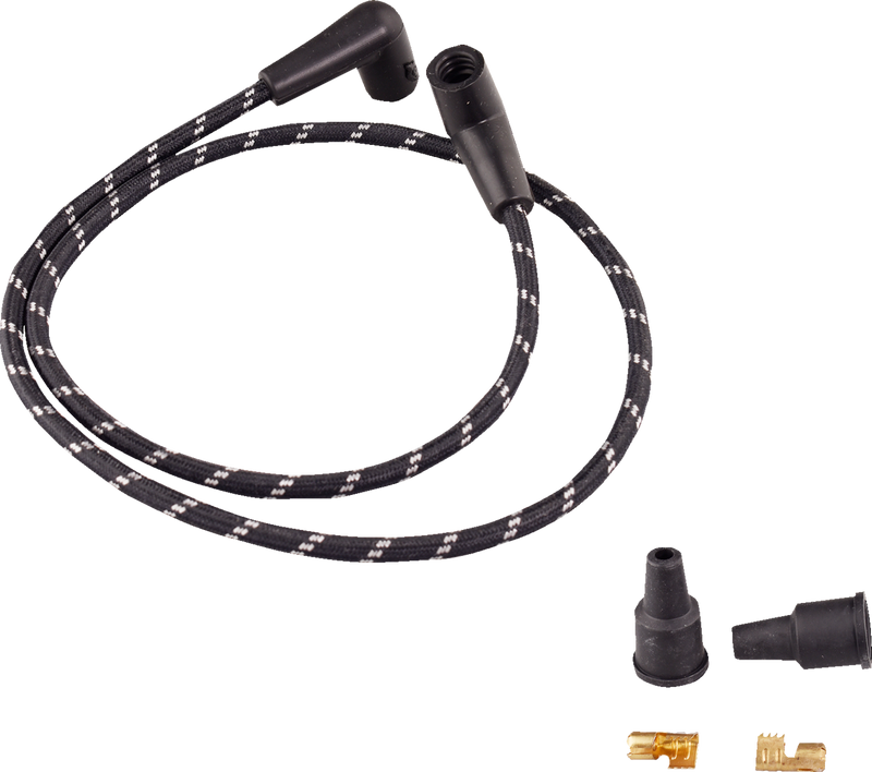 DRAG SPECIALTIES Plug Wires - Braided - Black/White 40176 - PartsOutlet.com.au