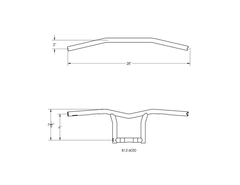 BURLY BRAND Handlebar - Sid - 8" - Black - '83-'22 XL - B12-6030B