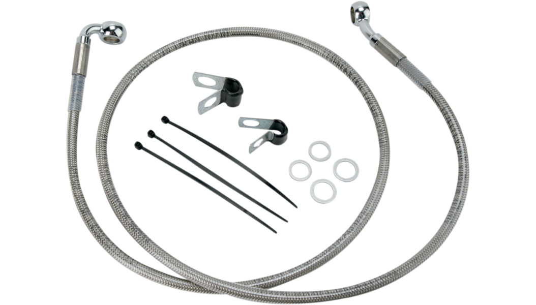 DRAG SPECIALTIES Brake Line - Front - +2" - Harley-Davidson 2000-2005 - Stainless Steel 640112-2