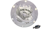 DRAG SPECIALTIES 6-Hole - Chrome - Harley-Davidson 2004-2021 - Live to Ride Derby Cover 33-0067CG - PartsOutlet.com.au
