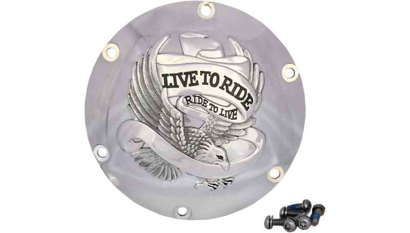 DRAG SPECIALTIES 6-Hole - Chrome - Harley-Davidson 2004-2021 - Live to Ride Derby Cover 33-0067CG - PartsOutlet.com.au