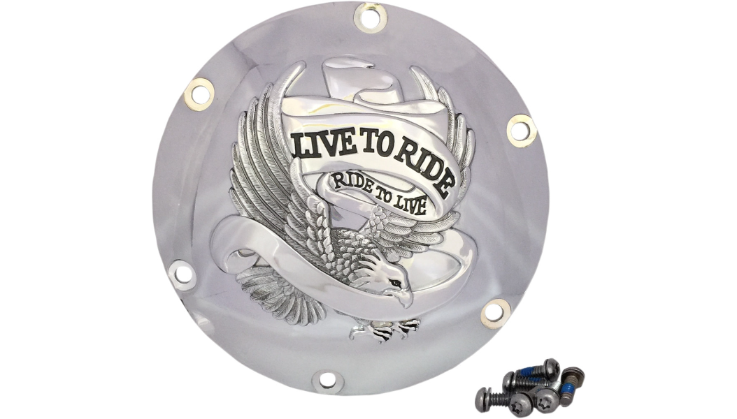 DRAG SPECIALTIES 6-Hole - Chrome - Harley-Davidson 2004-2021 - Live to Ride Derby Cover 33-0067CG