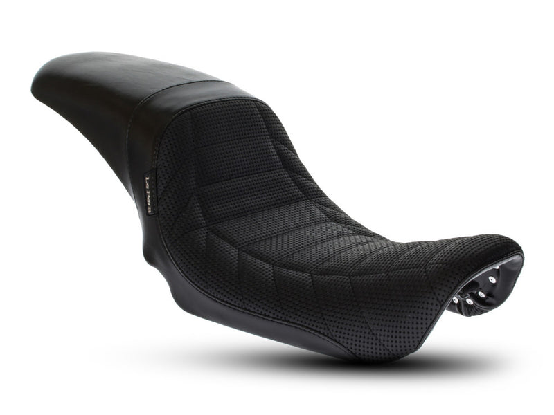 LE PERA Daytona Sport Dual Seat With Basket Weave & Flat Track Pleats. Fits Dyna 2006-2017 - LK-512TRKPT - PartsOutlet.com.au
