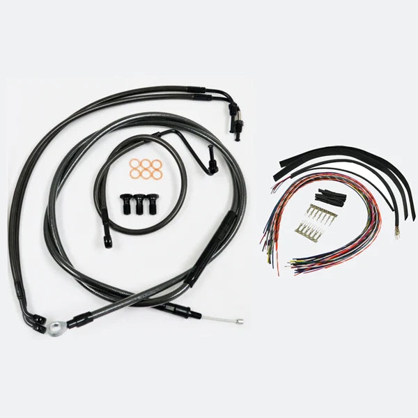LA CHOPPERS CABLE AND BRAKE LINE KIT MIDNIGHT BLACK FOR 12"-14" APE HANGERS - Touring/Trike '08-'13 - LA-8010KT2-13M