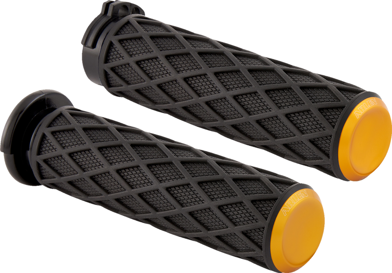 ARLEN NESS Grips - Diamond - Cable - Gold - Harley-Davidson '80-'22 - 500-014 - PartsOutlet.com.au