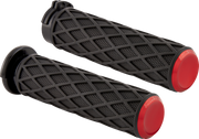 ARLEN NESS Grips - Diamond - Cable - Red - Harley-Davidson '80-'22 - 500-015 - PartsOutlet.com.au