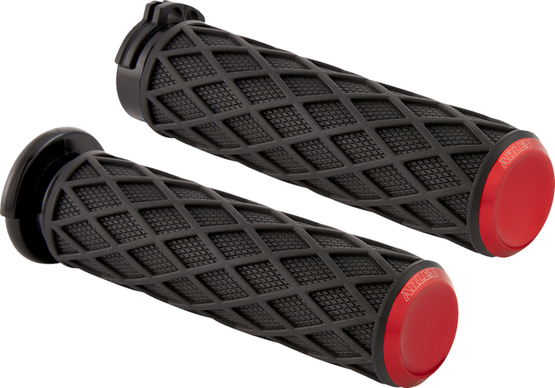ARLEN NESS Grips - Diamond - Cable - Red - Harley-Davidson '80-'22 - 500-015 - PartsOutlet.com.au