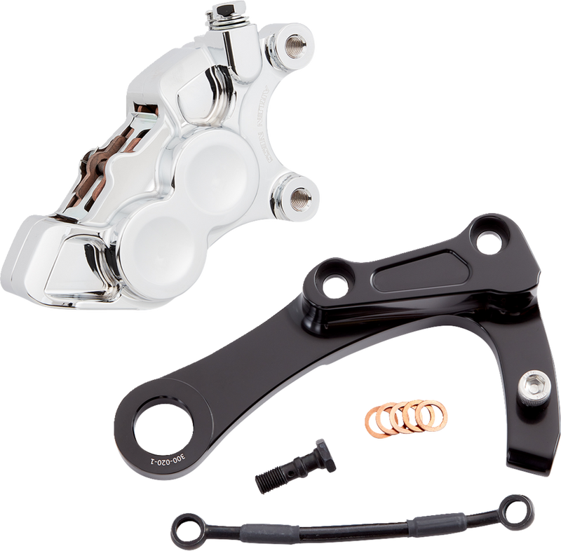 ARLEN NESS Rear 4-Piston Brake Caliper Kit M8 Softail, Chrome - '18-later Softail Models w/ M8 Engines - 02-327 - PartsOutlet.com.au